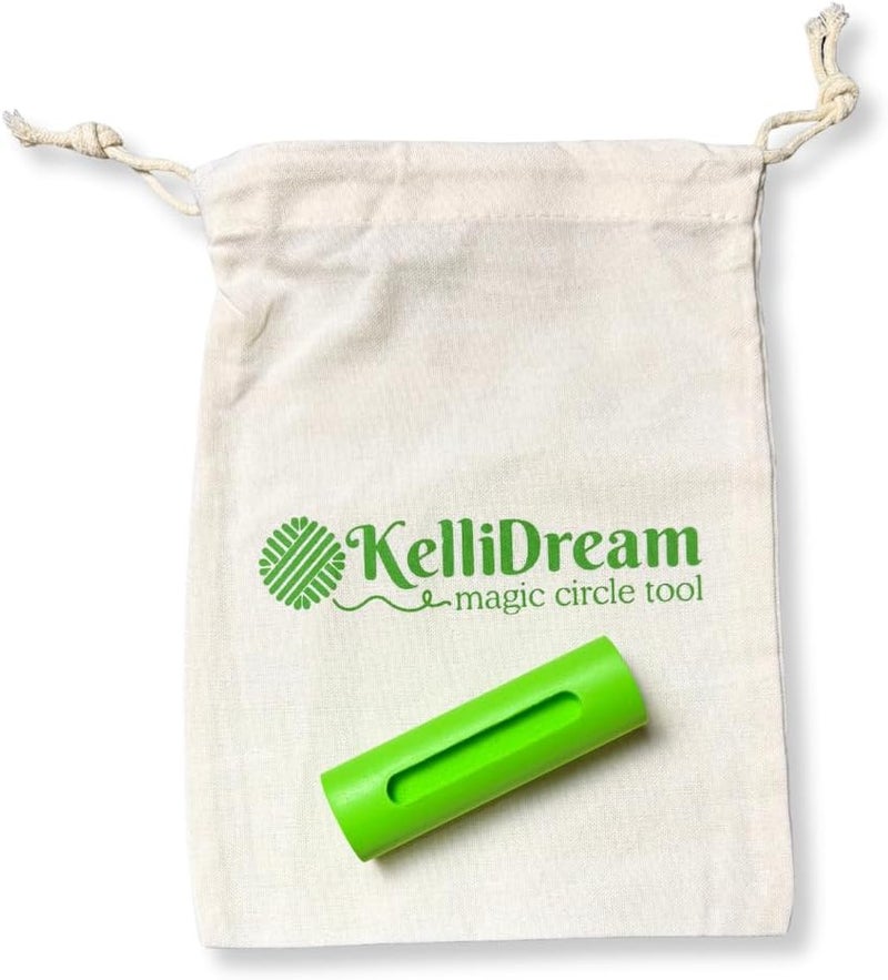 KelliDream Original Magic Circle Crochet Tool w Right & Left-Handed Color Printed Instructions & Videos & Canvas Yarn Bag Holder, Learn How to Make a Magic Circle Stitch w All Yarn Sizes (Green) - Image 3